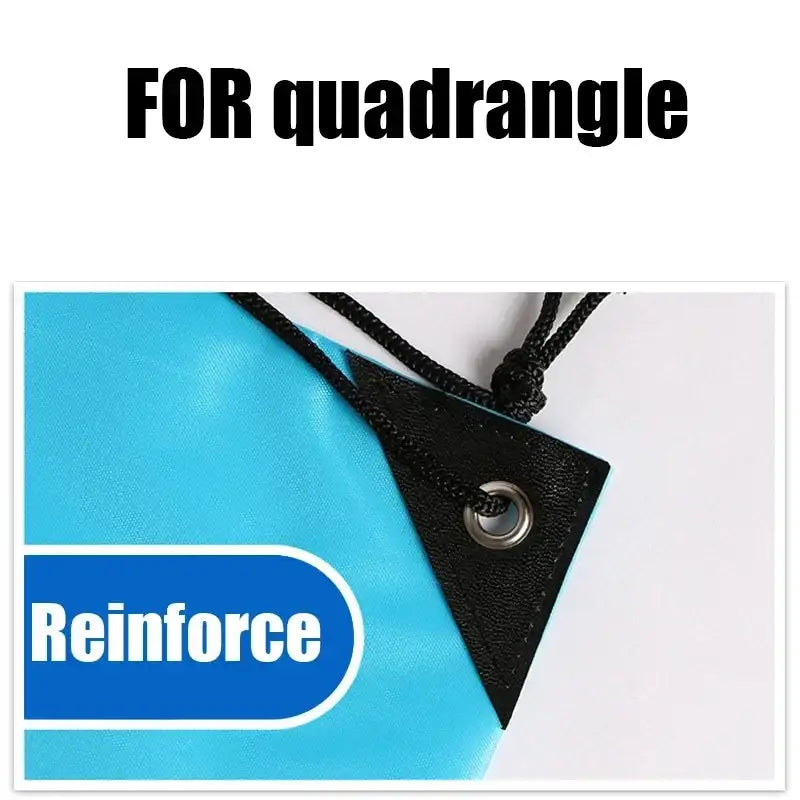 Reinforced blue drawstring bag.