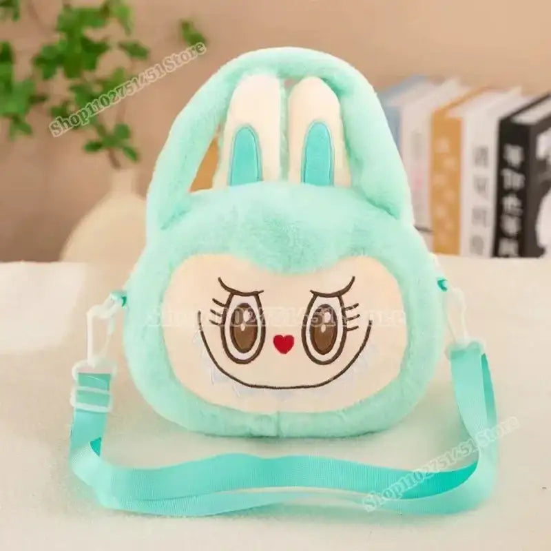 Mint green plush bunny bag.