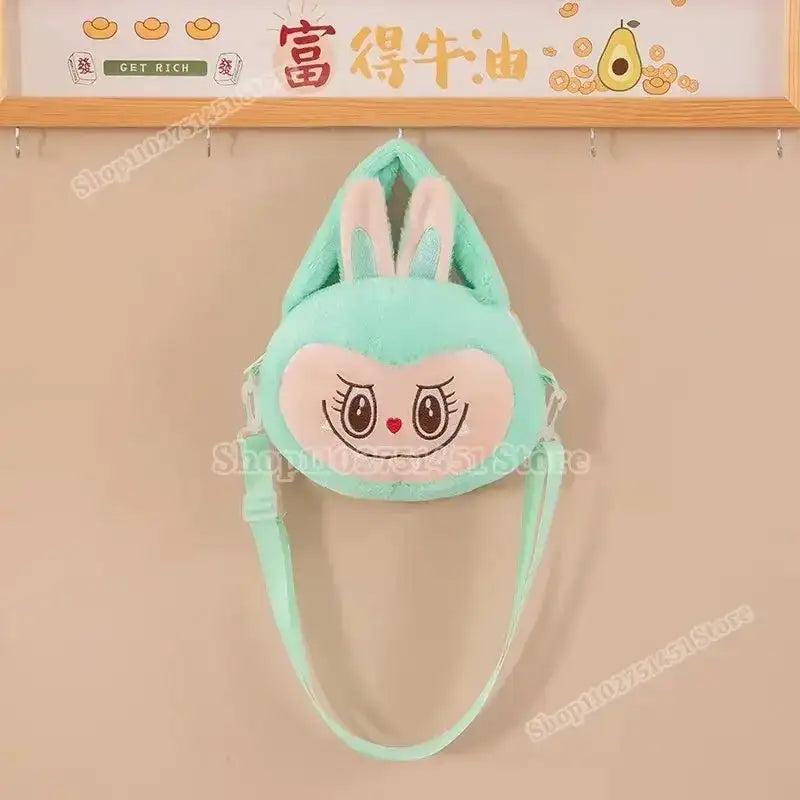Mint green bunny plush purse.