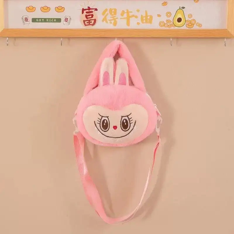 Pink plush bunny purse.