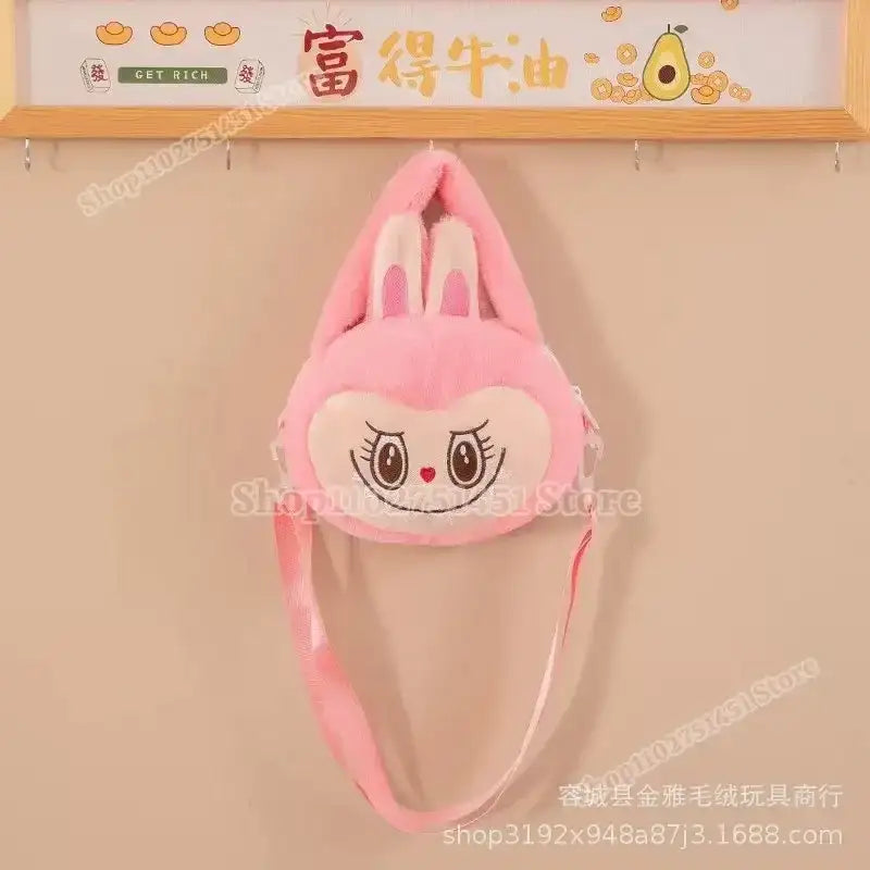 Pink plush bunny purse.