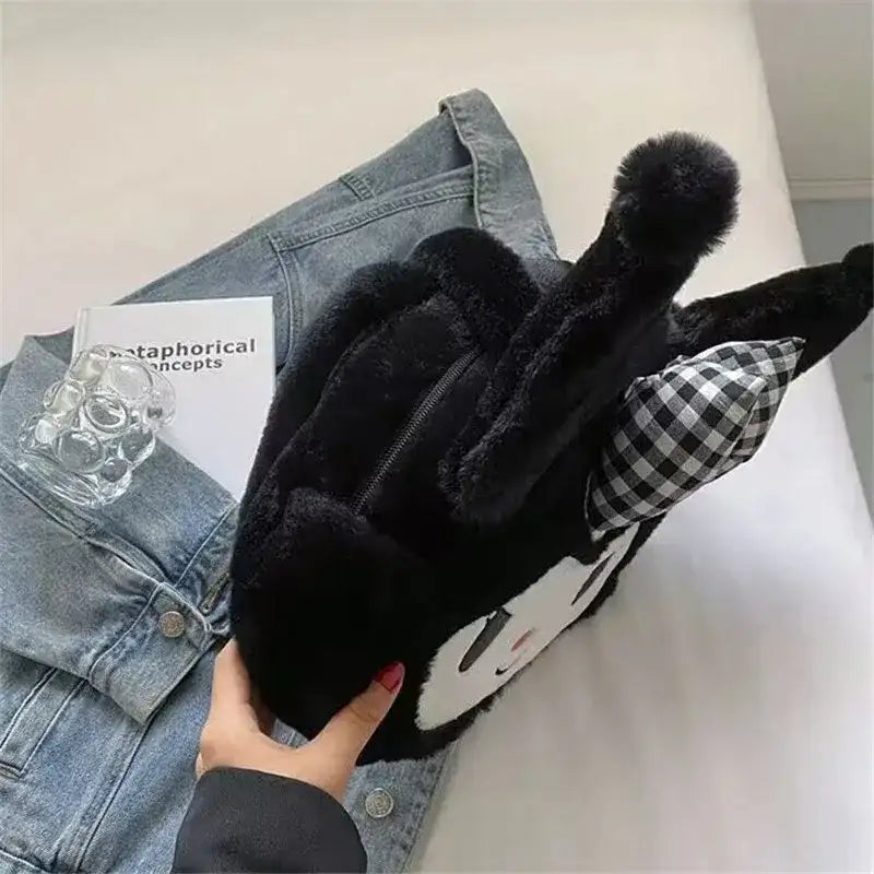 Black plush bunny bag.
