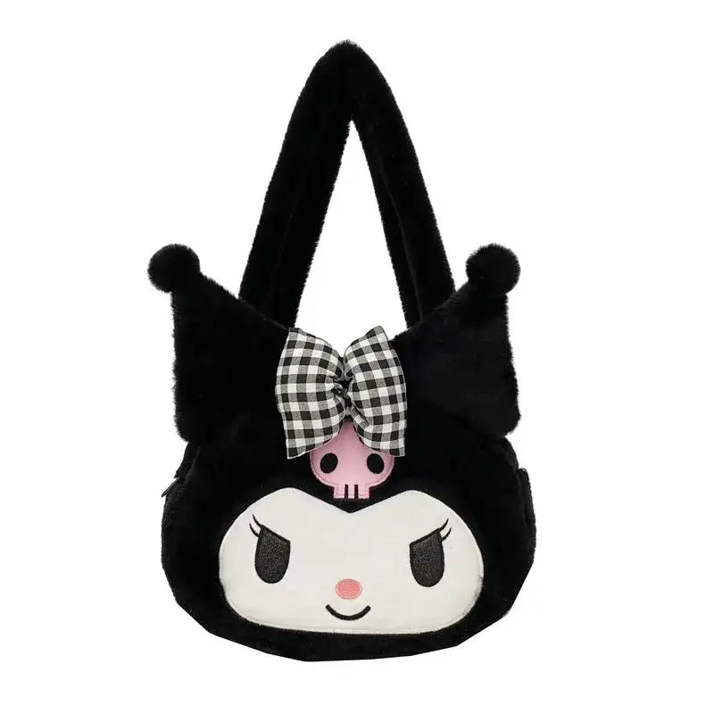 Black plush Kuromi handbag.