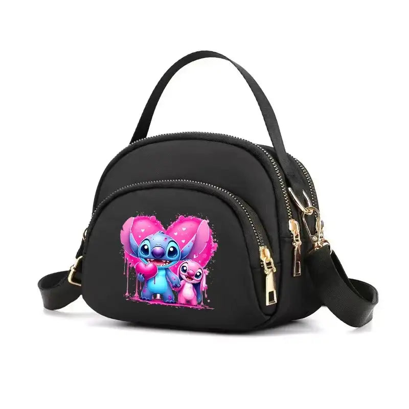 Black purse with Stitch and Angel design.