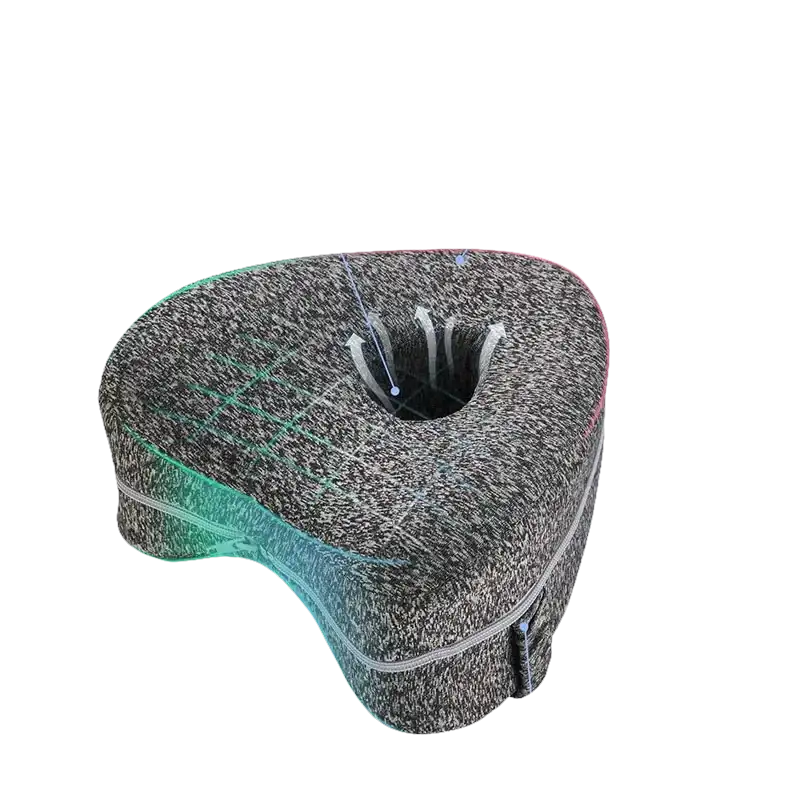 Ergoleg relief pillow with hollowed-out design for leg support and sciatica relief