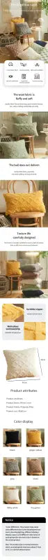 Twist KnittingPlush Pillow Case Vintage Knitted Cushion Cover Simple Cushion Plush Pillowcase Headboard Back