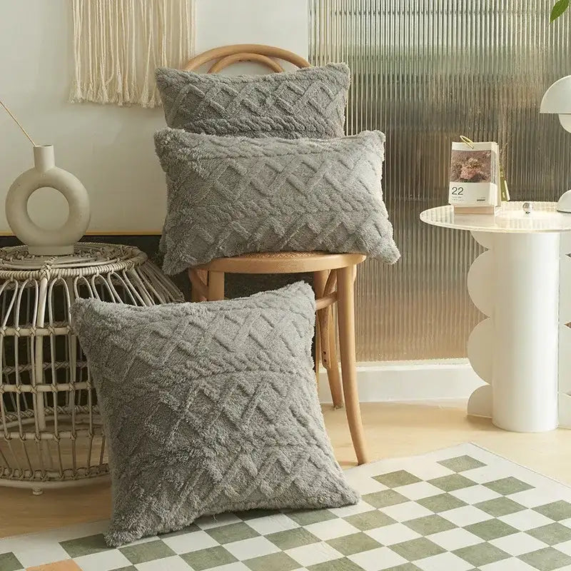 Twist KnittingPlush Pillow Case Vintage Knitted Cushion Cover Simple Cushion Plush Pillowcase Headboard Back
