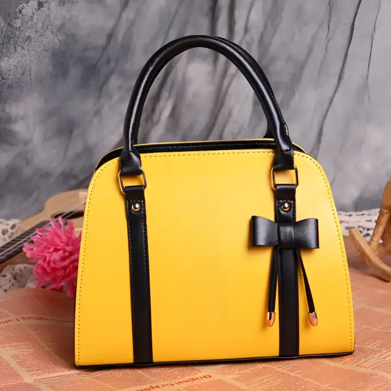 Korean Shark Bow Handbag - Yellow