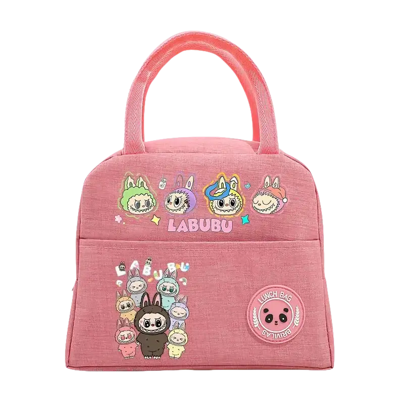 Pink cartoon lunch bag.