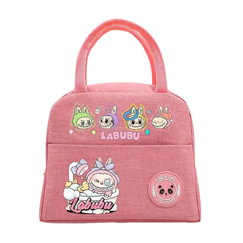 Pink Labubu lunch bag.