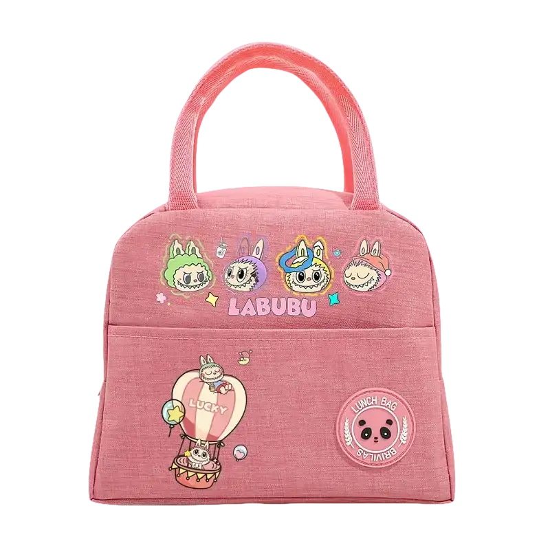 Pink cartoon lunch bag.