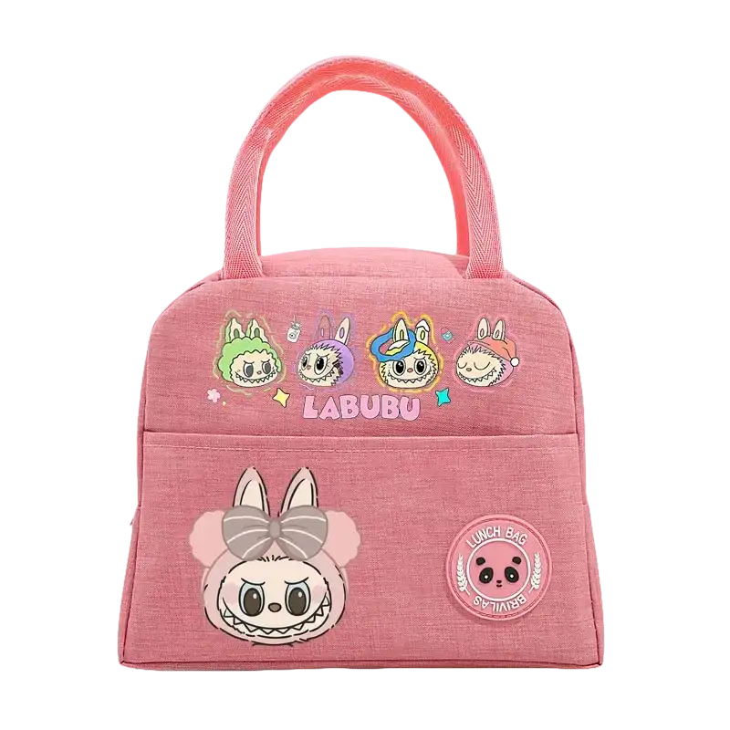Pink cartoon lunch bag.