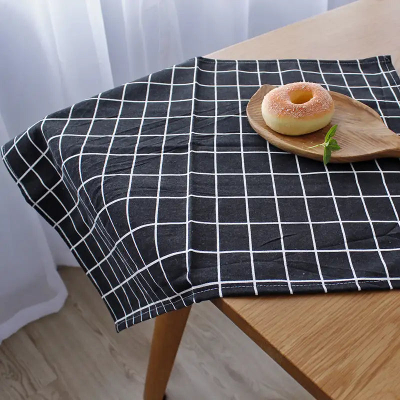 Pastoral Plaid Cotton-Linen Placemat Set - Blue / 40x60cm