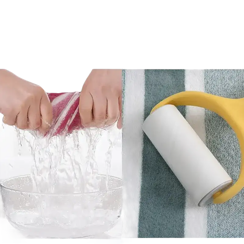 Absorbent lint-removing cleaning tool with quickdry striped towel from Lint Busters set