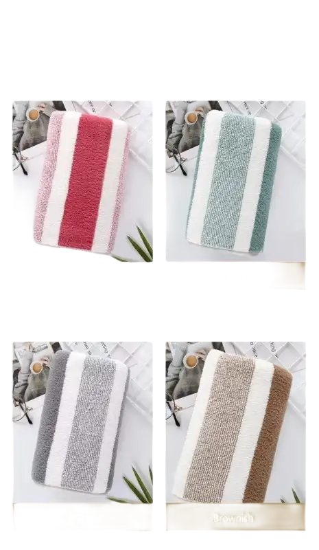 Colorful striped bath mats from Lint Busters quickdry striped towel set