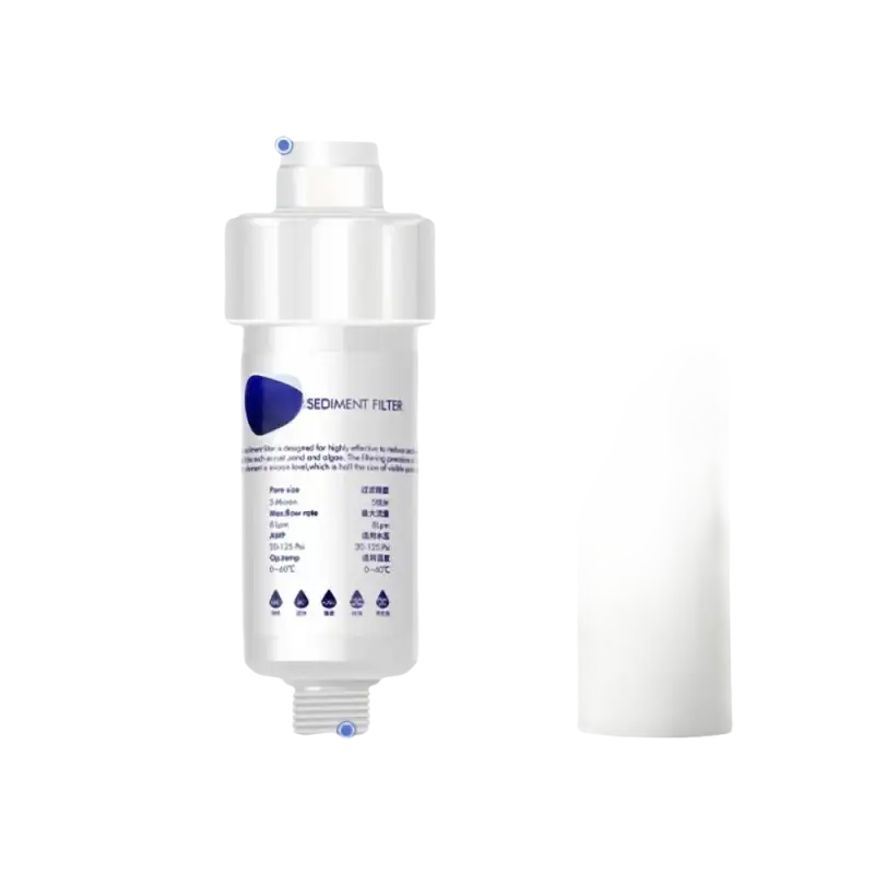 Sediment filter with dimensions.