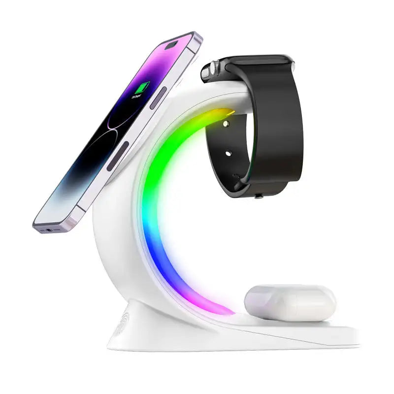MagniGlow 4-in-1 Wireless Charging Hub 🌈⚡ - White