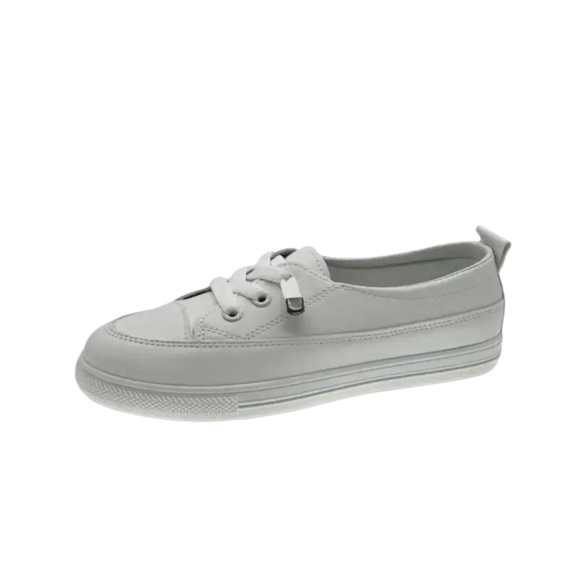 White lace-up sneaker.