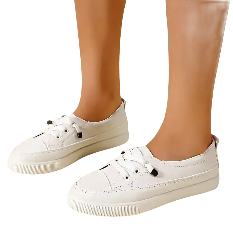 White leather sneakers.