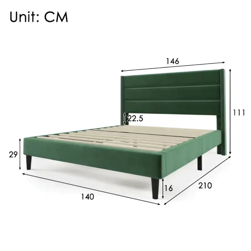 LuxeLin Slatted Bed - Green