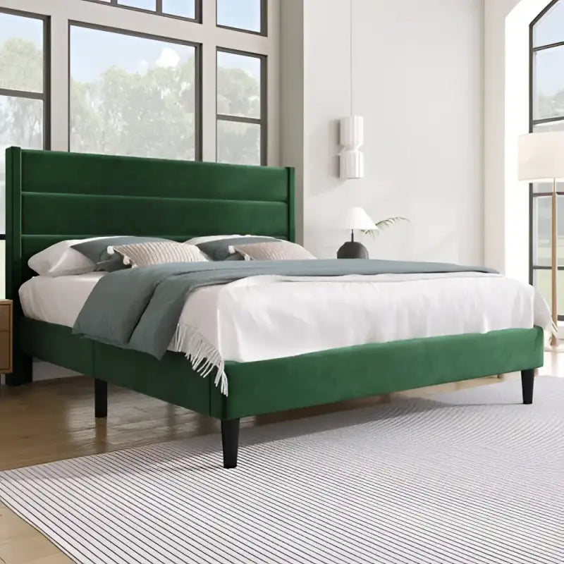 LuxeLin Slatted Bed - Green