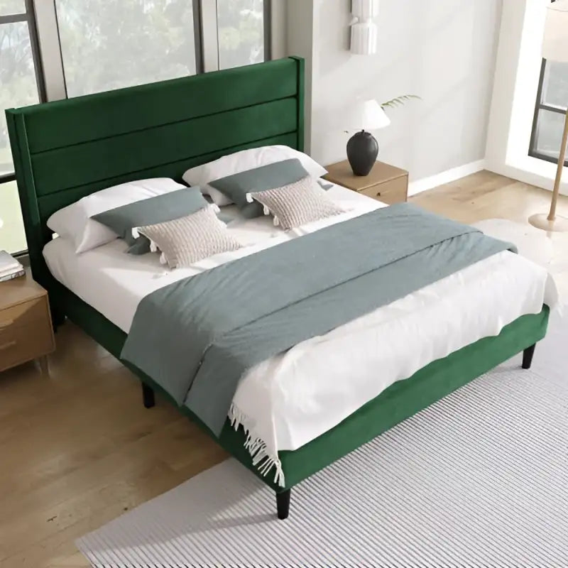 LuxeLin Slatted Bed - Green