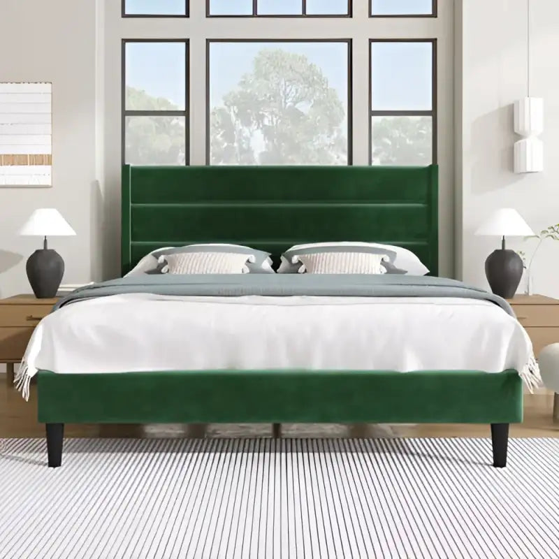 LuxeLin Slatted Bed - Green