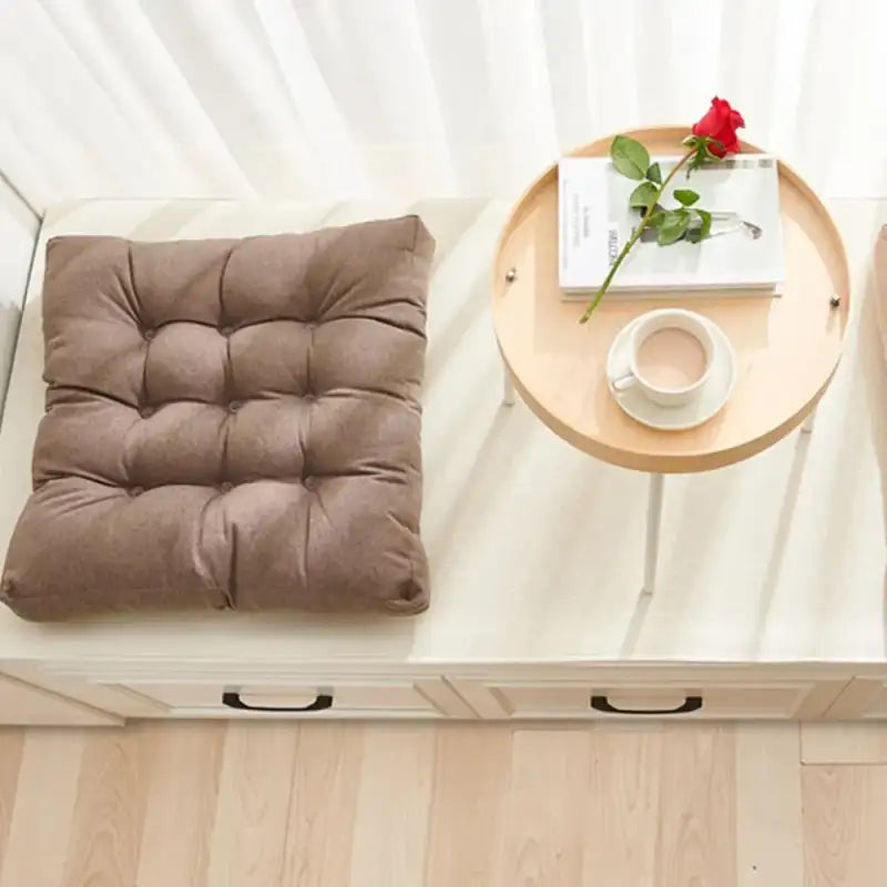 Linen Cushion Pearl Cotton Square Stool Backrest Pillow Home Office Computer Chair Protective Mat Seat Pad Buttocks