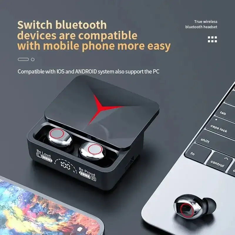 M90 Pro Wireless Headphones Sliding Cover Gaming Headsets Bluetooth 5.3 Stereo Sports Earbuds Earphones with Led