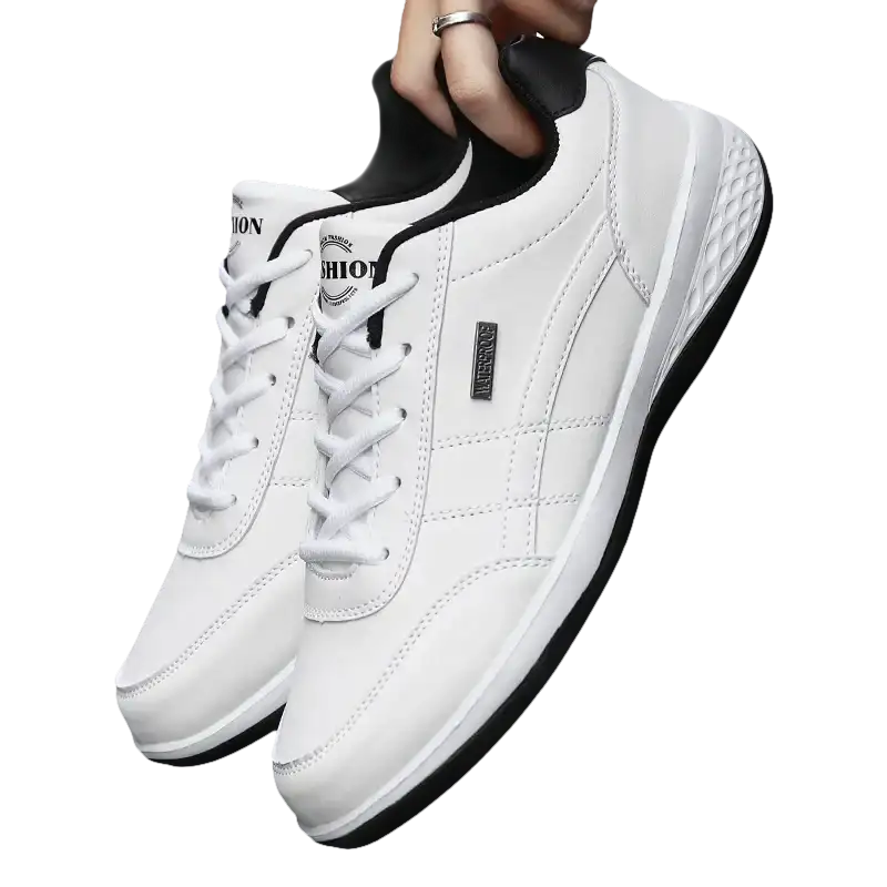 White leather casual shoes.