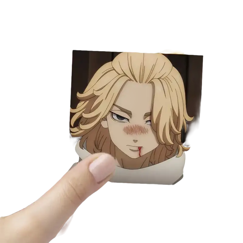 Anime character sticker with injuries.