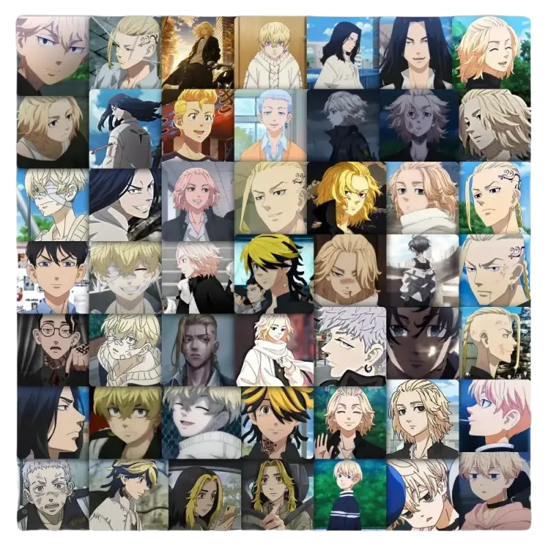 Collage of anime characters.
