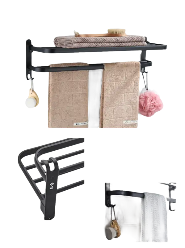 Black metal towel rack.