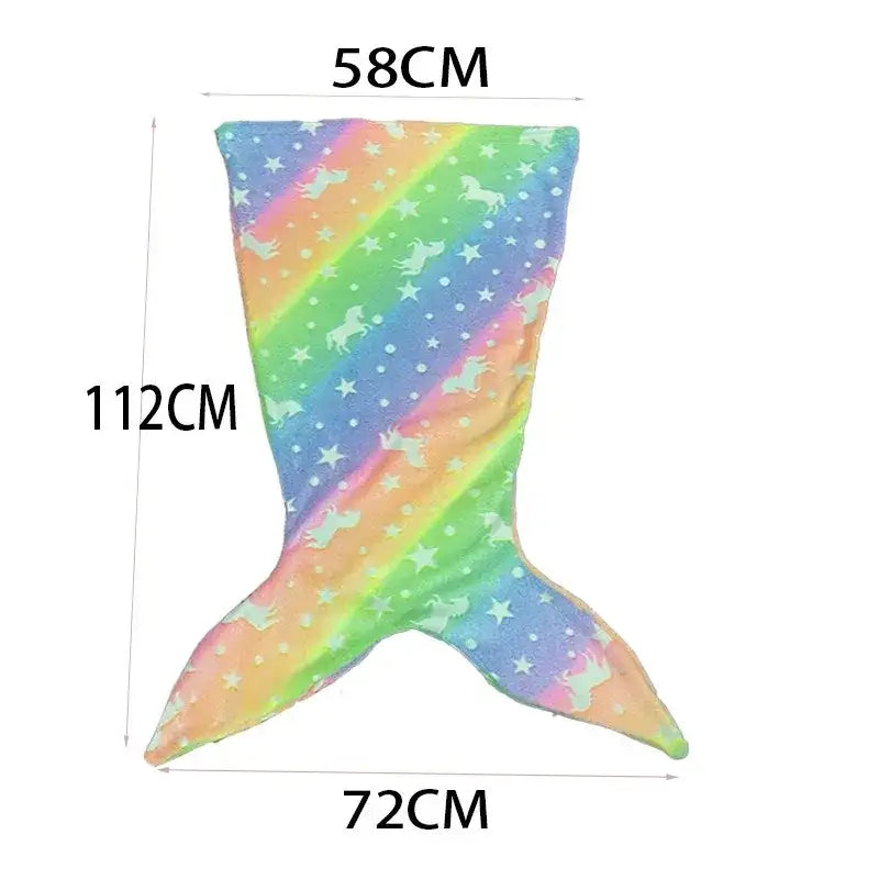 New Night Glow Mermaid Tail Blanket Soft Flannel Fleece Wearable Companion Cute Kids Blankets for All Seasons