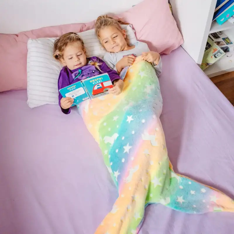 New Night Glow Mermaid Tail Blanket Soft Flannel Fleece Wearable Companion Cute Kids Blankets for All Seasons