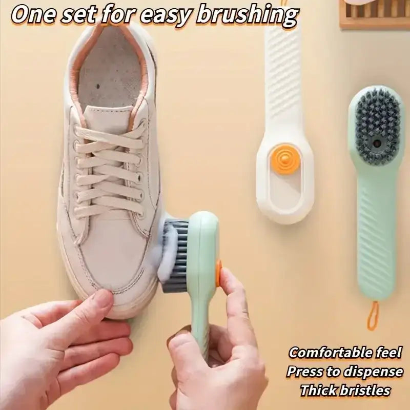 1pc Multi-function automatic spot shoe brush soft hair hand pressure hanging hole suitable for clothing carpet plastic