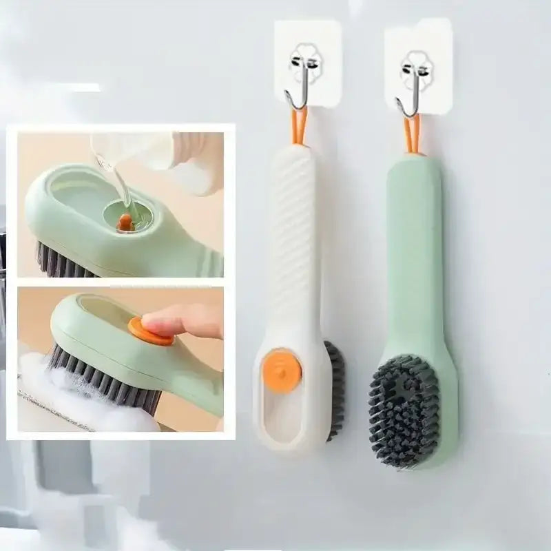 1pc Multi-function automatic spot shoe brush soft hair hand pressure hanging hole suitable for clothing carpet plastic