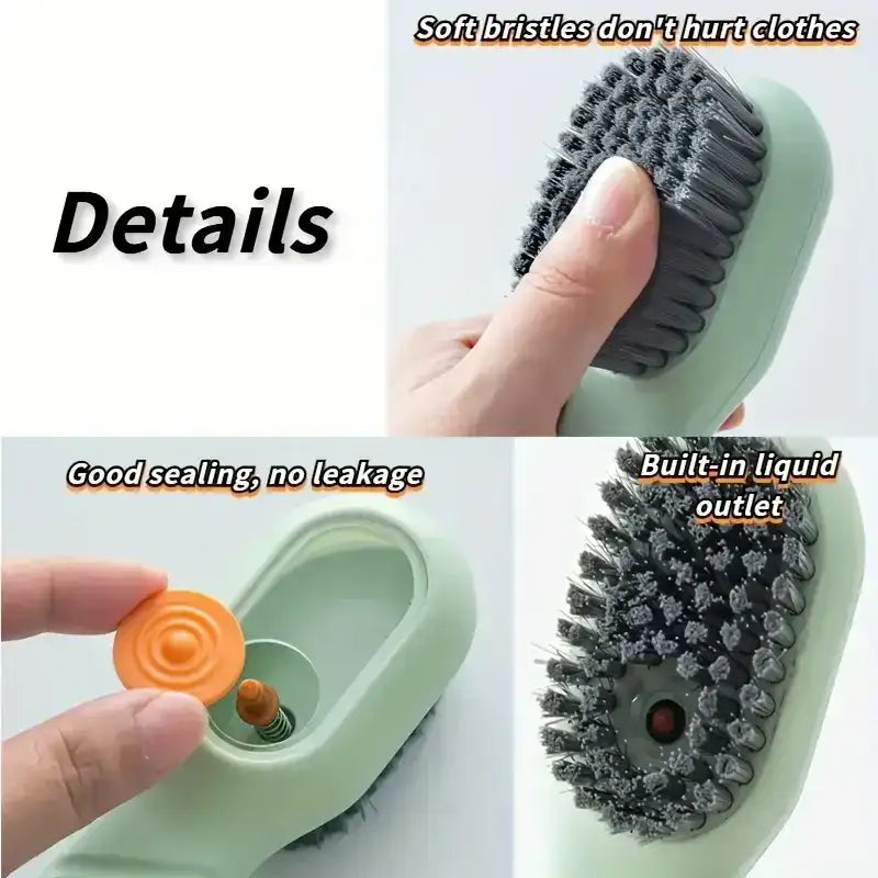 1pc Multi-function automatic spot shoe brush soft hair hand pressure hanging hole suitable for clothing carpet plastic