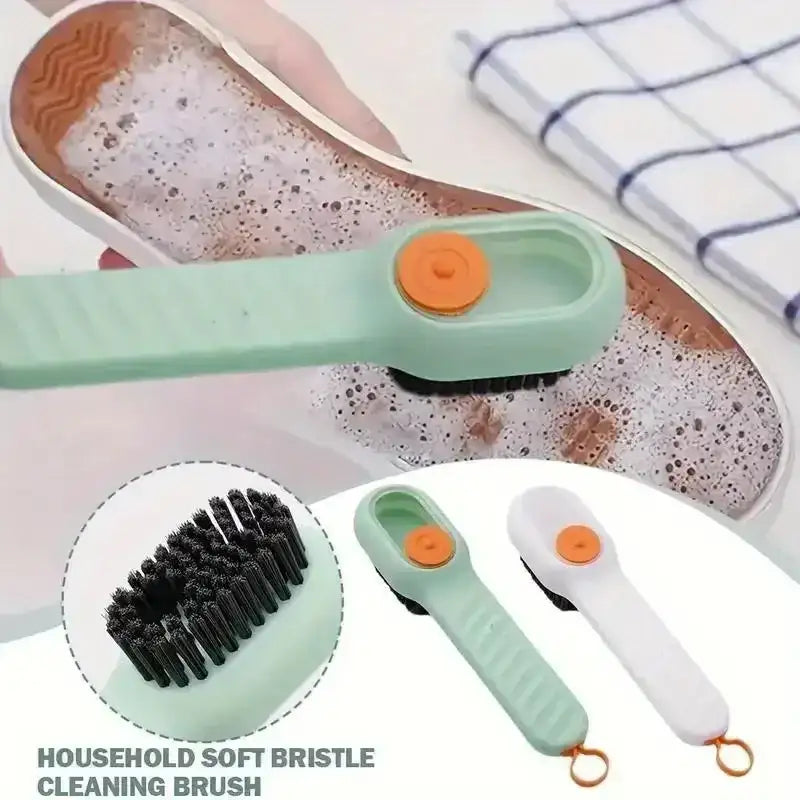 1pc Multi-function automatic spot shoe brush soft hair hand pressure hanging hole suitable for clothing carpet plastic