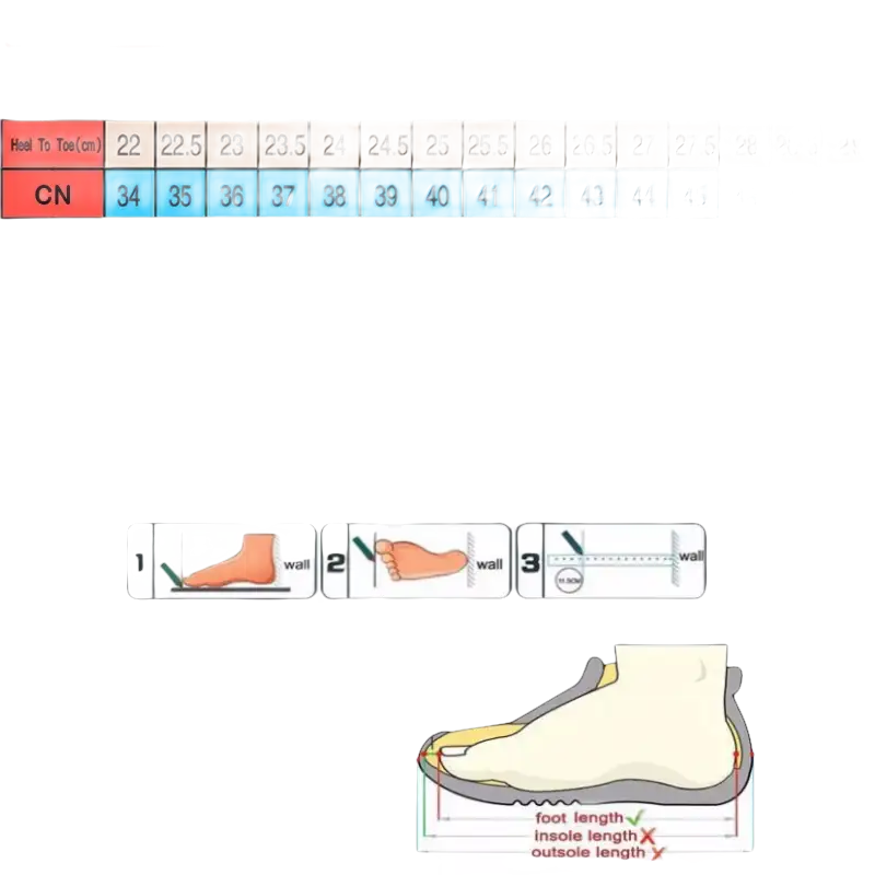 Women’s shoe size chart.