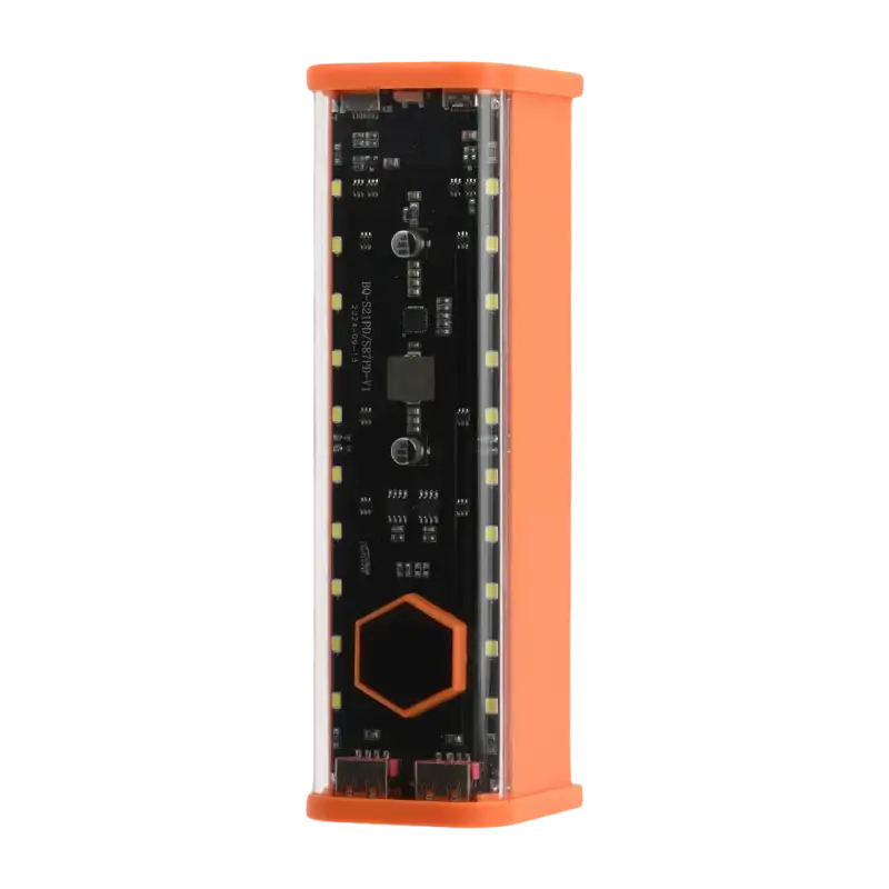 Orange rectangular LED light panel.