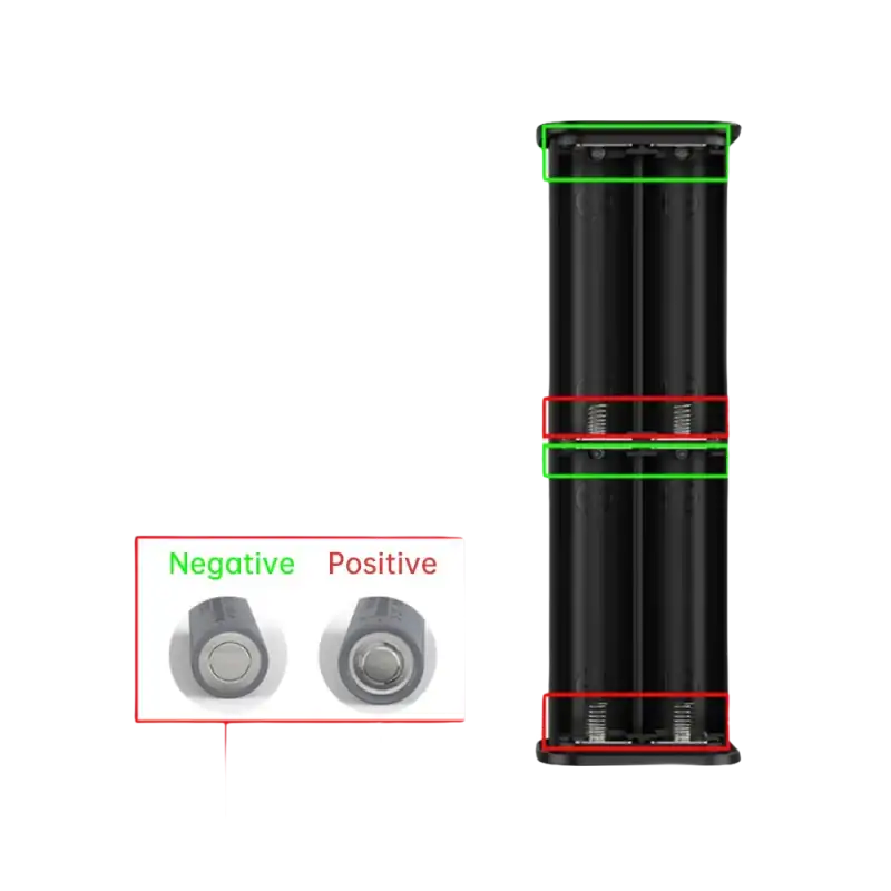 Diagram explaining battery polarity.