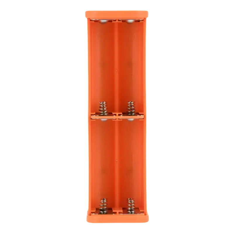 Orange battery holder with springs.