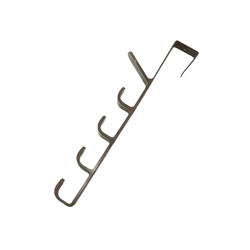 Over-the-door metal hook rack.