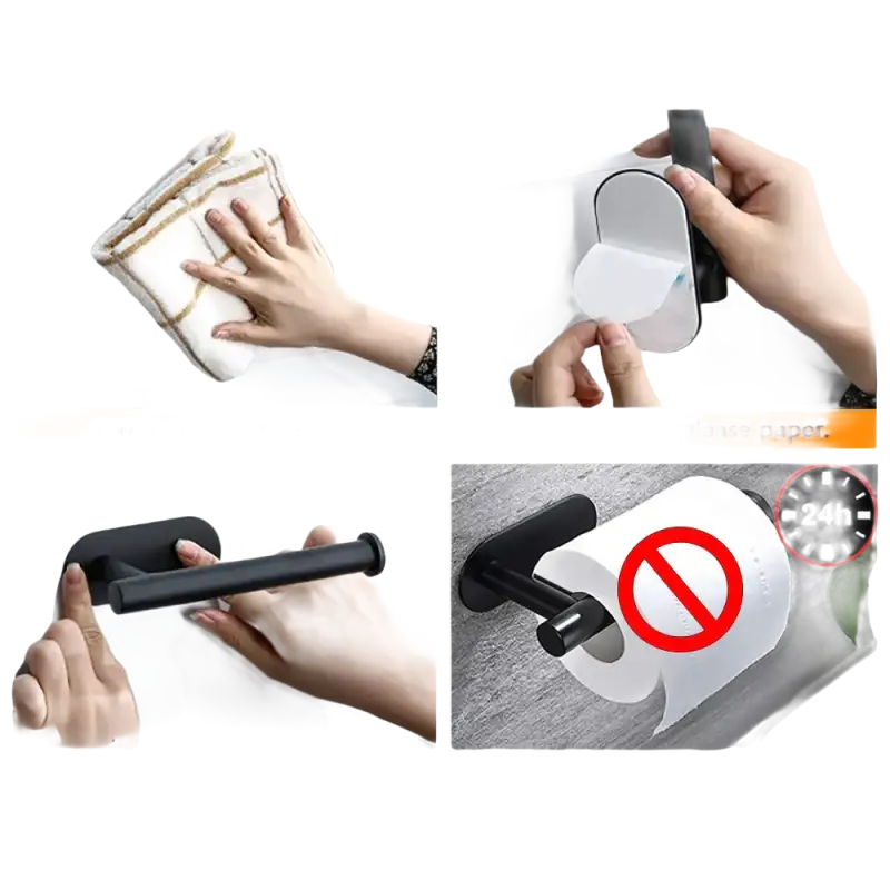 Toilet paper holder installation instructions.