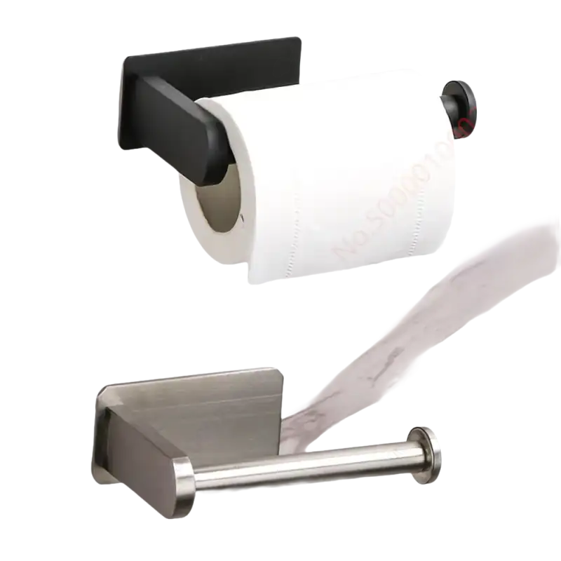 Two wall-mounted toilet paper holders.