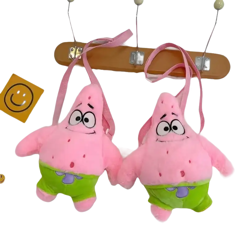 Two pink Patrick Star plush purses.