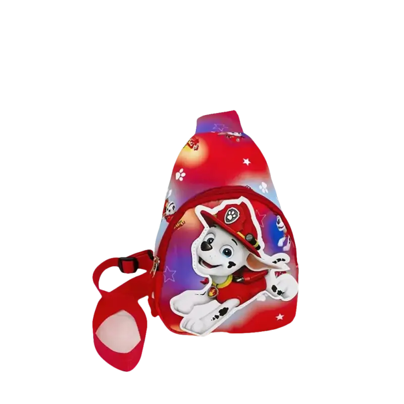 Red Paw Patrol sling backpack.