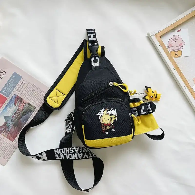 Black and yellow Pikachu sling bag.