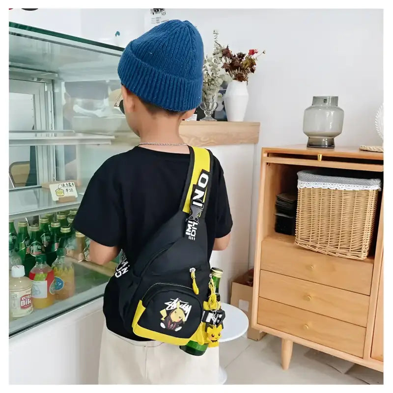 Black and yellow sling bag.